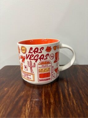 Starbucks Las Vegas White Mug with Red and Orange Graphics